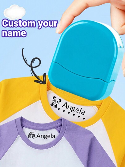 1 pieza Sello de firma semicircular personalizado con nombre, útiles escolares, sello de nombre con patrón de dibujos animados personalizado, sello de nombre autoentelado de dibujos animados personalizado, sellos para firmar nombre, decoración de oficina