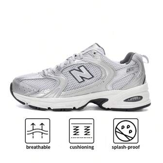 New Balance Sapatos Masculinos, Sapatos Femininos, Sapatos Esportivos, Sapatos Casuais Retrô com Malha Respirável, Tênis Chunky MR530LG-D