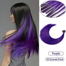20 hebras de 20 pulgadas de extensiones de cabello sintético multicolor de Kanekalon con punta en I y queratina, para piezas de cabello, Día de San Patricio