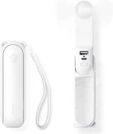 JISULIFE HandHeld  Fan, 3 IN 1 Portable Mini Fan, USB Rechargeable Small Fan, Battery Operated Fan [14-21 Working Hours] With Power Bank, Flashlight Feature For Women, Travel, Outdoor - 白色 - 查看 1