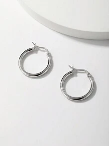 1 Pair Minimalist 925 Silver Gold-Plated Round Hoop Earrings