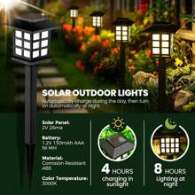 6 Pcs Solar Outdoor Lights,12 Pack LED Solar Lights Outdoor Waterproof, Solar Walkway Lights Maintain 10 Hours Of Lighting For Your Garden, Landscape, Path, Yard, Patio, Driveway
