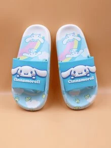 Sanrio Cinnamoroll Cute Cartoon Open Toe Slippers For Girls, Cartoon Shoes, Breathable Non-Slip Thick Bottom Slippers For Indoor Home Bathroom - Baby Blue - View 11