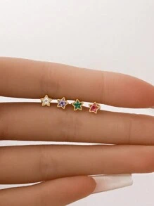 Schattig Sterling zilver Ster Oorknopjes Hypoallergeen Zorg Oor piercing Schroefdraad Kraal Oorknopjes Slaap Zonder Geschikt Voor vrouwen Meisjes Dagelijkse slijtage