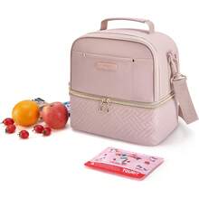 TOURIT Lunch Bag Women Double Deck Lunch Box Insulated Lunch Cooler Pink, With Reusable Long-Lasting Ice Packs, Camping Accessories, 2 Packs Pink Unicorn - Pink + Ice Packs-unicorn - View 11