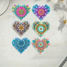 6 stuks/set Mandala 5D Diamond Painting bladwijzers, DIY Diamond Art PU lederen bladwijzers, Beginner Reading Craft Kit, Boekenliefhebber Terug naar school cadeau