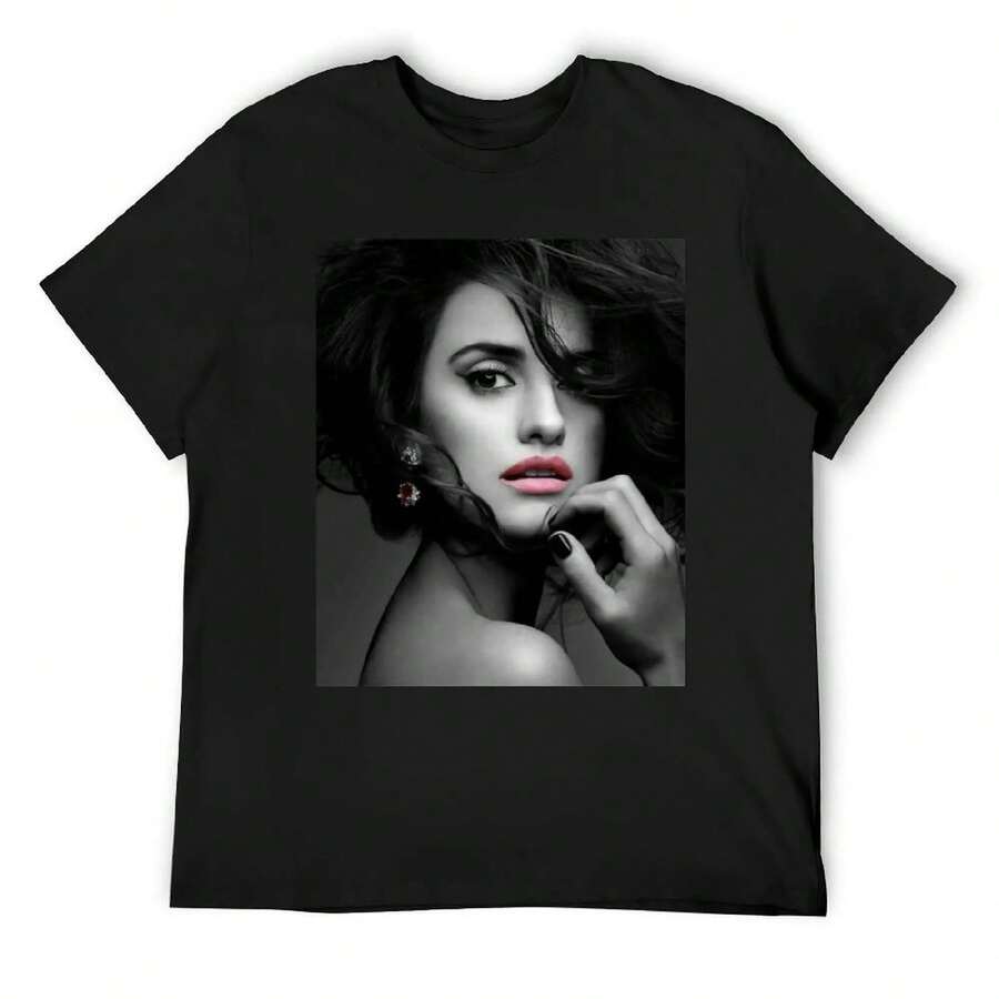 Penelope Cruz T-Shirt Vintage T Shirts Vintage Custom Shirt Shirts Graphic Tee Plain Black T Shirts Men - Black - View 1