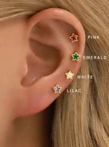 Schattig Sterling zilver Ster Oorknopjes Hypoallergeen Zorg Oor piercing Schroefdraad Kraal Oorknopjes Slaap Zonder Geschikt Voor vrouwen Meisjes Dagelijkse slijtage