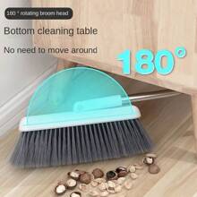 Long Handled Dustpan And Brush Set Strong Metal Handle Dust Pan & Broom Sweeper - Navy Blue - View 3
