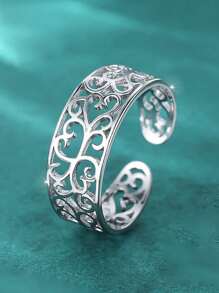 Stylever 1 件镂空图案趾环女士珠宝女士 S925 纯银独特基本拇指环精美珠宝开口戒指女孩海滩赤脚戒指礼物