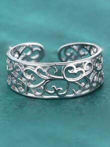 Stylever 1 件镂空图案趾环女士珠宝女士 S925 纯银独特基本拇指环精美珠宝开口戒指女孩海滩赤脚戒指礼物