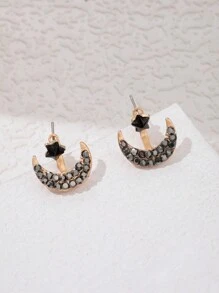 imoli Moon & Star Design Rhinestone Stud Earrings - Nhiều màu - Xem 8