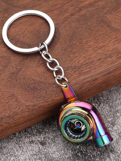 1pc Creative Zinc Alloy Turbocharger Keychain - Fashionable Turbo Fan Engine Keychain Accessory, Car Accessories, Backpack Hanging Decor, Cute Gothic Y2K Style