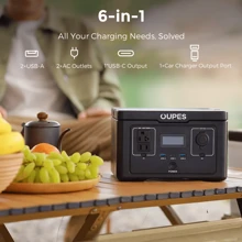 OUPES Exodus 600 Portable Power Station 600W, 256Wh Solar Powered Generator With 2 AC Outlets(1200W Peak), Full Recharge In 1 Hrs LifePO4 Battery Generator For Camping - 黑色 - 查看 5