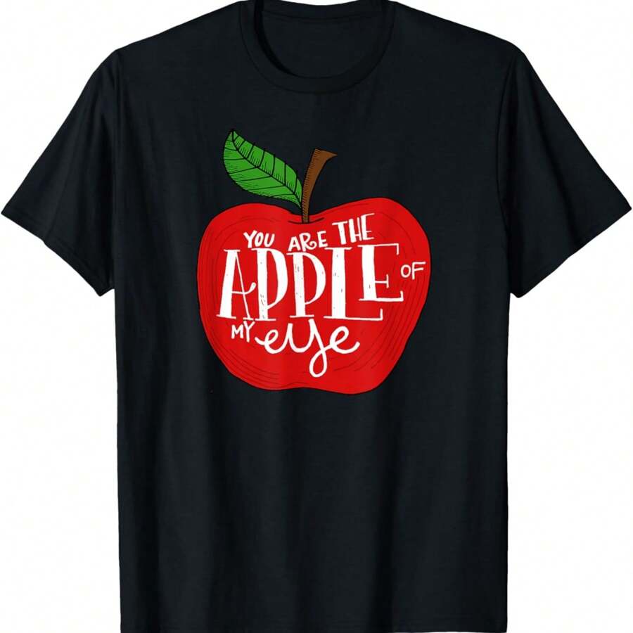 You Are The Apple Of My Eye Red Apple Tee T-Shirt - Black - View 1