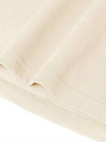 搞笑趣味搞怪貓咪印花男童杏色純棉T卹，100%棉質上衣童裝T卹基礎款上衣寬鬆休閒百搭戶外上衣街頭學院風春夏垂感蝕毛柔軟透氣短袖上衣，街頭服飾運動上衣 - 杏色 - 查看 7