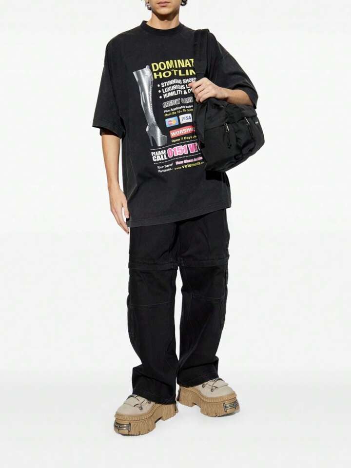 VETEMENTS♡ Dominatrix Hotline ジャージ フーディ Black Oversized 'Dominatrix Hotline' T-shirt by VETEMENTS on