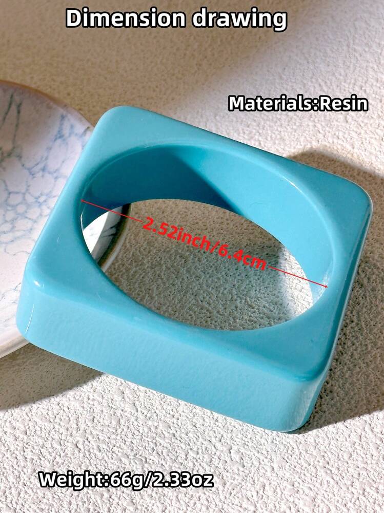 1pc Women Elegant Popular Asymmetrical Shape Minimalist Bracelet, Versatile For Daily Wear - Blue - View 3