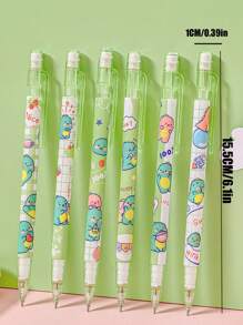 7 pezzi/1 set Matita automatica da 0,5 mm con gomma senza ricarica, stile carino, strumento di scrittura per studenti, bambini, scuola, ufficio, strumento di scrittura per insegnamento (stile casuale), stagione di ritorno a scuola, stagione di inizio scuola