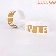100PCS Paper Bracelet Color Entry Festival Party Event Arm Label Index Stamp With Disposable Bracelet Waterproof And Tear Proof Identification Synthetic Paper Exhibition Admission Tickets