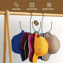 1 Piece Durable Stainless Steel Hat Rack - Multifunctional Hanging Hat Storage Rack, Space-Saving Design, Can Hold 20+ Baseball Caps, Easy To Install, Suitable For Wardrobe And Door - 黑色 - 查看 5