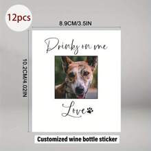 12/24pcs Copywriting Customized Wedding Engagement Party Red Wine Bottle Waterproof Tear-Off Label Stickers