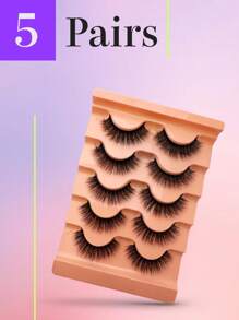 5 Pairs Of Thick And Curly False Eyelashes, D-Curled Eyelashes, Natural Three-Dimensional Fluffy Eyelashes, Slender And Elegant Eyelashes, Eyelash Extensions, Faux Mink Eyelashes. Suitable For Daily Work, Parties, And Travel.
