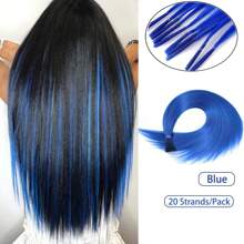 20 hebras de 20 pulgadas de extensiones de cabello sintético multicolor de Kanekalon con punta en I y queratina, para piezas de cabello, Día de San Patricio