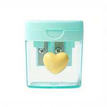 1pc Random Color 1Set Cute Macaron-Colored Pencil Sharpener With Two Holes Lid - Sky Blue/Light Green/Pink, Perfect For Art & Crafts, Perfect For Winter, New Year