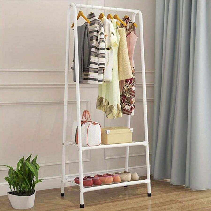 Small Clothe Rack Heavy Duty Metal Garment Rack 60cm X 151cm Garment Rail With Shelves Coat Stand Hanging Rail - White - View 1