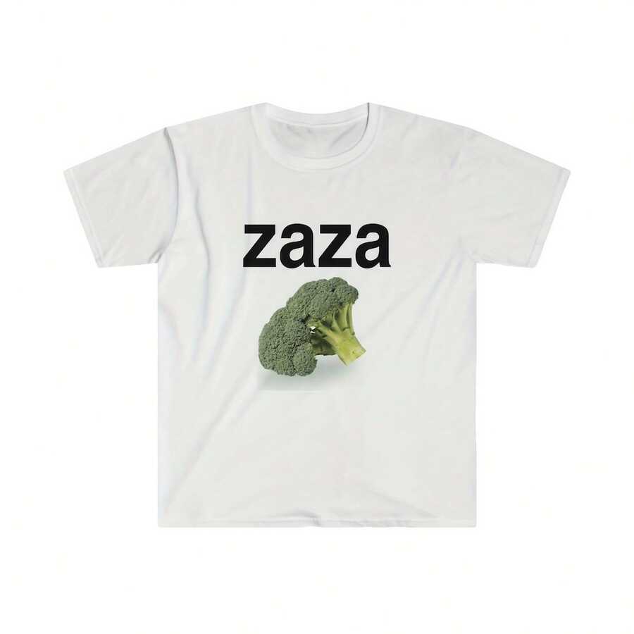 Funny Meme TShirt - ZAZA Broccoli Sarcastic Joke Tee - Gift Shirt - White - View 1