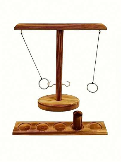 1 pièce Jeu de lancer d'anneaux en bois, accessoire de jeu à boire pour fête de festival