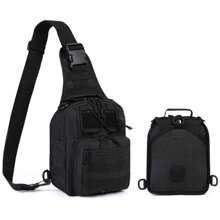 STAR SHOP Military Backpack Crossbody Bag Men's Side Bag Chest Shoulderbag - Black - View 2