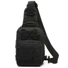 STAR SHOP Military Backpack Crossbody Bag Men's Side Bag Chest Shoulderbag - Black - View 6