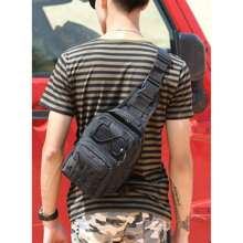 STAR SHOP Military Backpack Crossbody Bag Men's Side Bag Chest Shoulderbag - Black - View 4