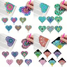 6 stuks/set Mandala 5D Diamond Painting bladwijzers, DIY Diamond Art PU lederen bladwijzers, Beginner Reading Craft Kit, Boekenliefhebber Terug naar school cadeau