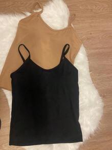 RIBBON STRAPS BLOUSE WITH PADS - Màu be - Xem 3