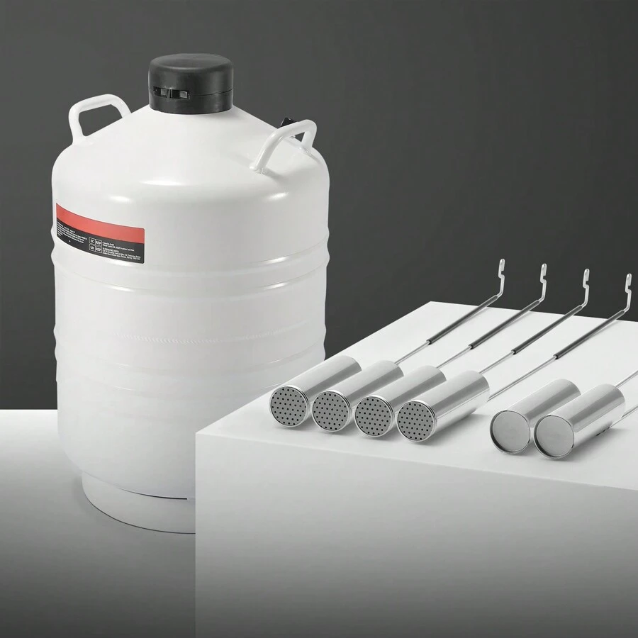 Liquid Nitrogen Tank, 3-20 L Aluminum Alloy Liquid Nitrogen Container, LN2 Tank Dewar With 6 Canisters And Carry Bag With Straps, Cryogenic Tank For Beauty Industry, Seminal Fluid Preservation, Scientific - 30L - View 1