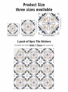 SUPSTICKER 9 件波西米亚风格印花自粘防水防滑地板贴纸，可撕下并粘贴于客厅、卧室、厨房、浴室地板、墙壁、橱柜、桌面装饰礼物生日毕业房间装饰家居装饰墙壁装饰浴室装饰卧室装饰房间装饰用品客厅装饰家居装饰客厅墙纸壁纸墙贴墙贴厨房配件厨房用品厨房装饰地砖地板地砖自粘地砖剥离粘贴 - 彩色 - 查看 3