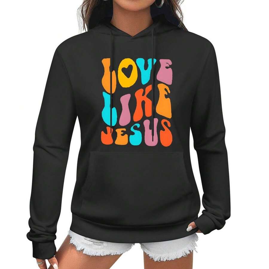 Christian Hoodies For Women Jesus Faith Hoodies Graphic T-Rendy Tops Lightweight 2024 Bible Verse Inspirational Hoodie, Suitable As A Gift - Black - View 1