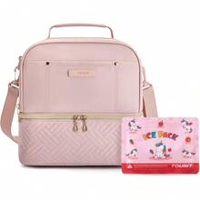 TOURIT Lunch Bag Women Double Deck Lunch Box Insulated Lunch Cooler Pink, With Reusable Long-Lasting Ice Packs, Camping Accessories, 2 Packs Pink Unicorn - Pink + Ice Packs-unicorn - View 1