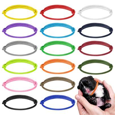 16pcs Adjustable Small Dog ID Collar, Pet ID Tag Collars For Puppies, Kittens, Newborn Pets, Multi-Colors