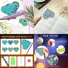 6 stuks/set Mandala 5D Diamond Painting bladwijzers, DIY Diamond Art PU lederen bladwijzers, Beginner Reading Craft Kit, Boekenliefhebber Terug naar school cadeau