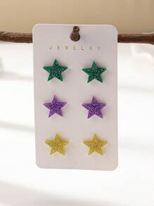 1 对亚克力狂欢节字母星心假日狂欢节游行耳环女士 - 彩色 - 查看 13