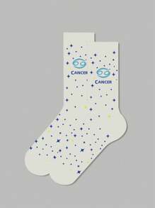 1 par de calcetines con diseño de signos del zodíaco para mujer, calcetines blancos, calcetines negros, calcetines hasta el tobillo, calcetines artísticos, calcetines deportivos, calcetines de moda, calcetines para niñas, calcetines tipo crew, calcetines sencillos, calcetines casuales, aptos para uso diario