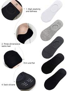 4 Pairs Men's Short Socks, Low-Cut Invisible Socks, Breathable & Moisture-Wicking, Anti-Odor, Designed For Sports, Casual, Home & Business, Suitable For All Seasons