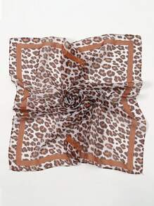 1pc Women's Spring Fashion Leopard Print Chiffon 65*65 Bandana, Stylish & Minimalist, Casual Versatile Headscarf, Suitable For Daily Outfit, All Seasons