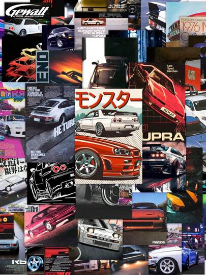 50/100 张 JDM 日本汽车海报贴纸，汽车改装文化，防水 PVC，适用于信封、汽车装饰、派对装饰、标签、贴纸、剪贴簿、笔记本电脑、行李箱、吉他、水瓶、手机壳、时尚装饰