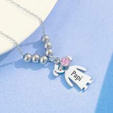 女士定制不锈钢项链，刻有 1-3 个名字，个性化吊坠项链，非常适合母亲节的家庭礼物。 - 彩色 - 查看 11