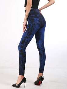 Damen schlanke Cargostil bequeme Freizeithose für den Alltag, Outdoor, Sport - Blau - Übersicht 3